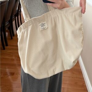 Sézane Cream Corduroy Tote Bag